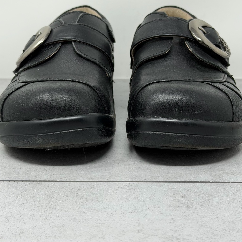 Alegria Black Leather Khloe Professional Clog with Silver Buckle EU37/US7 - Picture 4 of 11